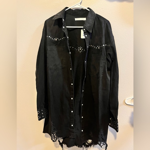 We The Free Lasso Studded Distressed Denim dress - Picture 1 of 6